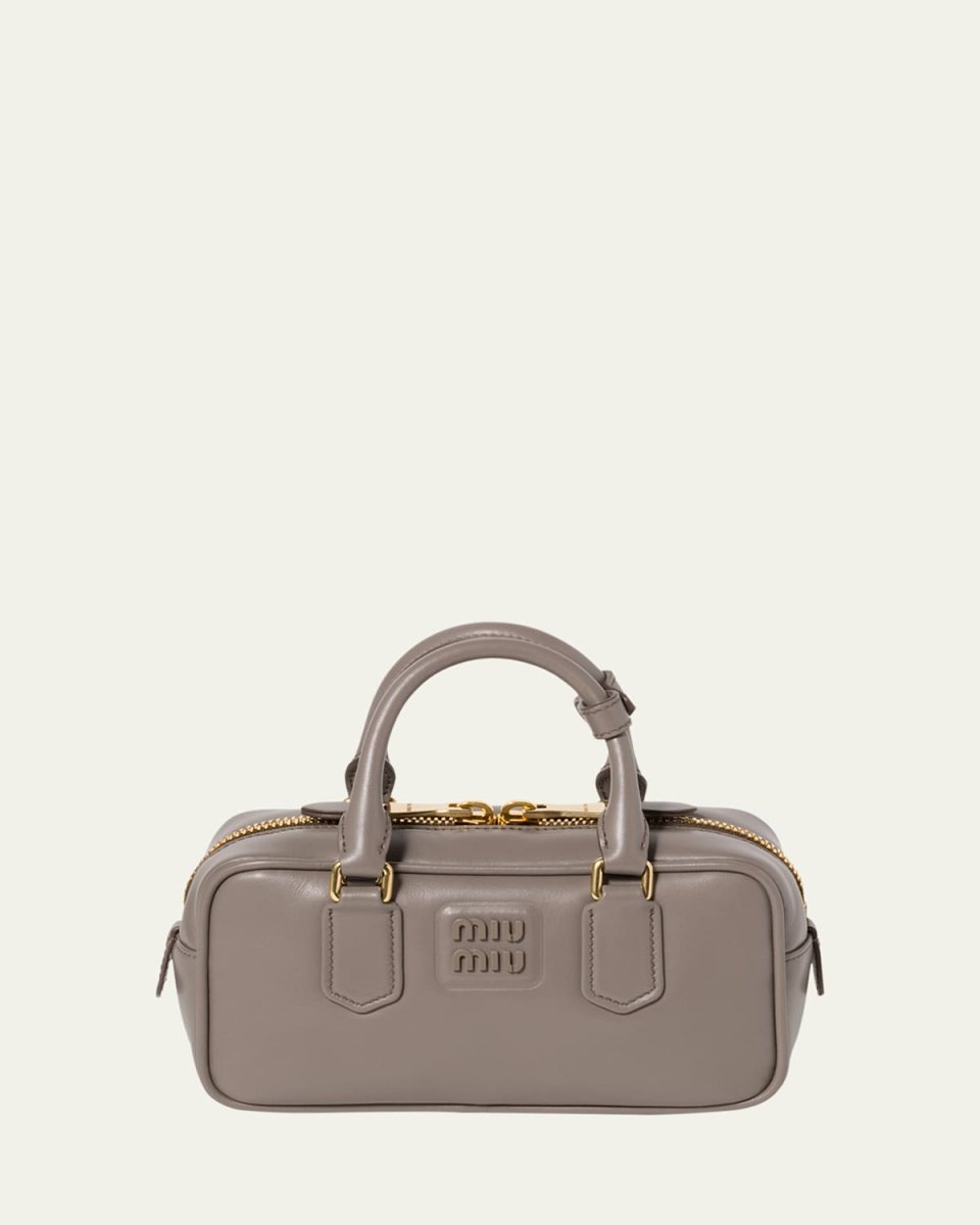 Zip Calf Leather Top-Handle Bag
